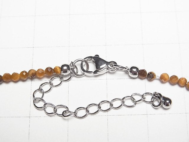 [Video]High Quality! Yellow Tiger's Eye AA++ Faceted Round 2.5mm Necklace