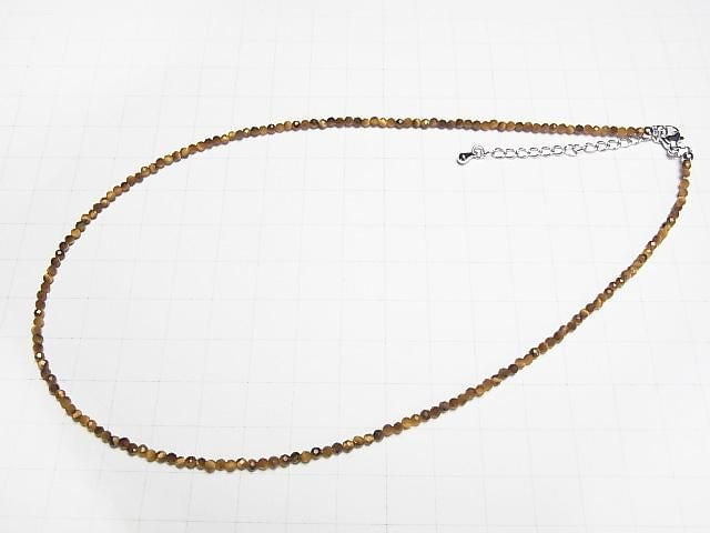 [Video] High Quality! Yellow Tiger's Eye AA++ Faceted Round 2mm Necklace