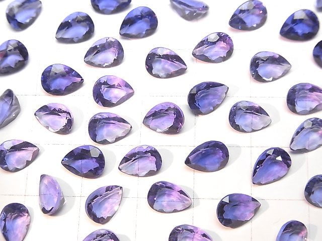 [Video]High Quality color change Fluorite AAA Loose stone Pear Shape Faceted 8x6mm 2pcs