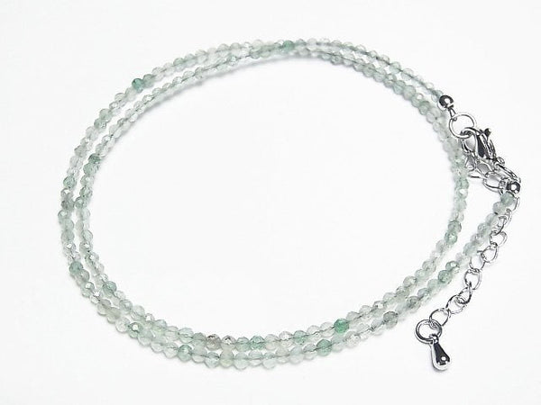 [Video]High Quality! Green Aventurine Faceted Round 2mm Necklace