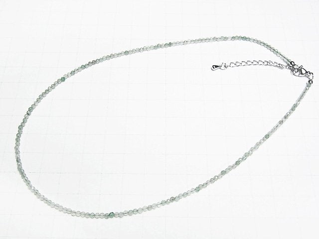 [Video]High Quality! Green Aventurine Faceted Round 2mm Necklace