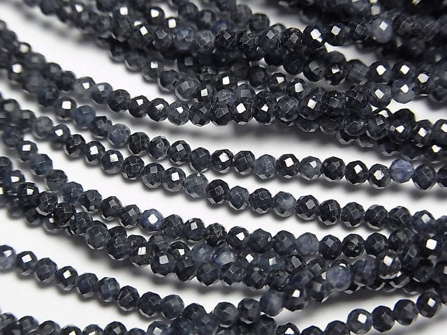 [Video]High Quality! Sapphire AA Faceted Round 2mm Necklace