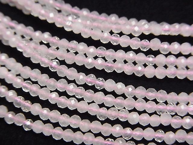 [Video] High Quality! Rose Quartz AA++ Faceted Round 2mm Necklace