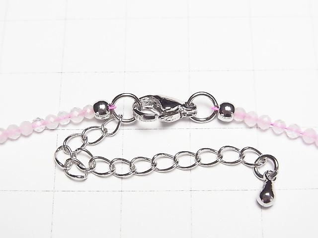 [Video] High Quality! Rose Quartz AA++ Faceted Round 2mm Necklace