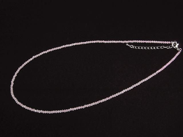 [Video] High Quality! Rose Quartz AA++ Faceted Round 2mm Necklace
