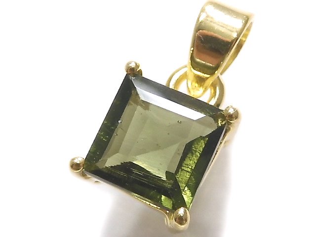 [Video][One of a kind] Moldavite AAA Faceted Pendant 18KGP NO.92