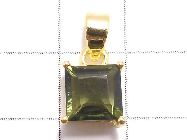 [Video][One of a kind] Moldavite AAA Faceted Pendant 18KGP NO.92