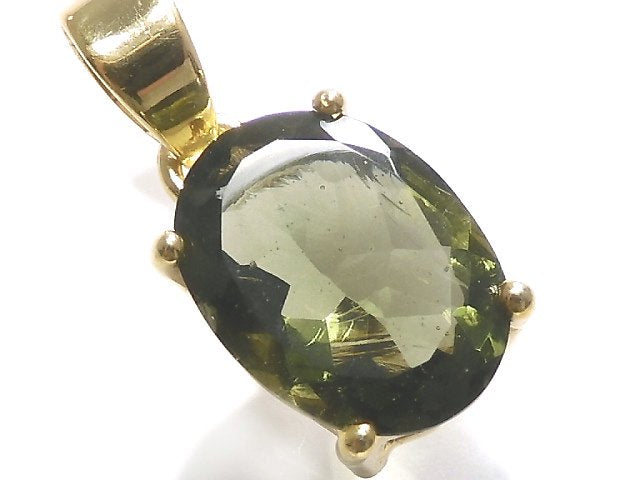 [Video][One of a kind] Moldavite AAA Faceted Pendant 18KGP NO.93