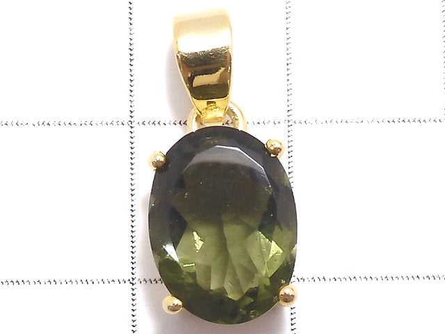 [Video][One of a kind] Moldavite AAA Faceted Pendant 18KGP NO.93