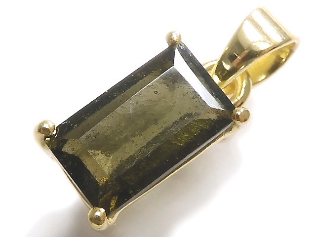 [Video][One of a kind] Moldavite AAA Faceted Pendant 18KGP NO.94