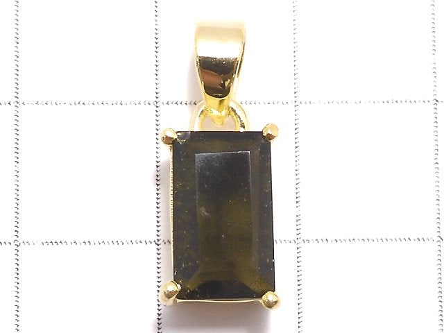 [Video][One of a kind] Moldavite AAA Faceted Pendant 18KGP NO.94