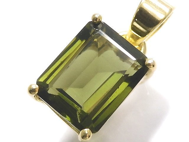 [Video][One of a kind] Moldavite AAA Faceted Pendant 18KGP NO.95