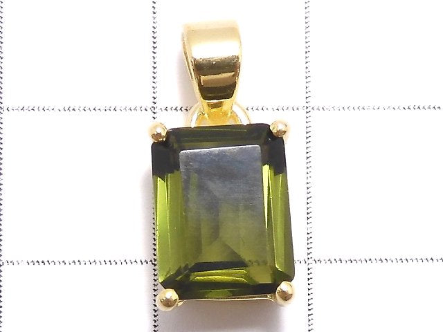 [Video][One of a kind] Moldavite AAA Faceted Pendant 18KGP NO.95