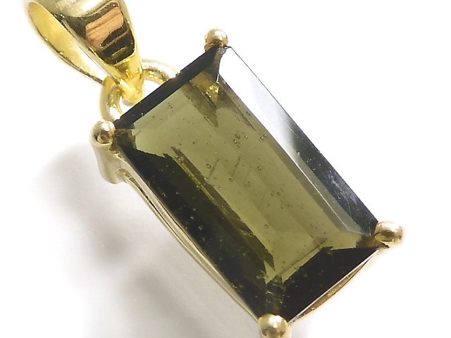 [Video][One of a kind] Moldavite AAA Faceted Pendant 18KGP NO.96