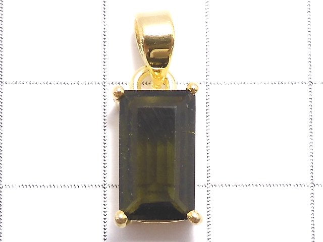 [Video][One of a kind] Moldavite AAA Faceted Pendant 18KGP NO.96