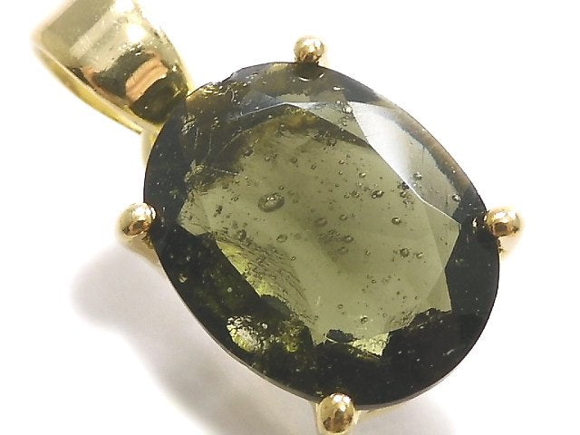 [Video][One of a kind] Moldavite AAA Faceted Pendant 18KGP NO.97