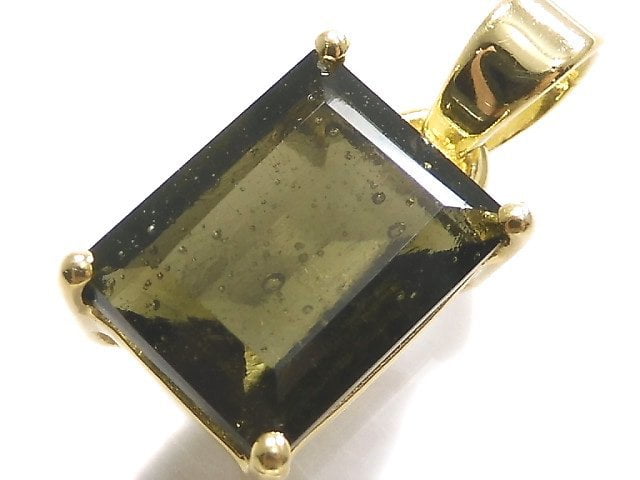 [Video][One of a kind] Moldavite AAA Faceted Pendant 18KGP NO.98