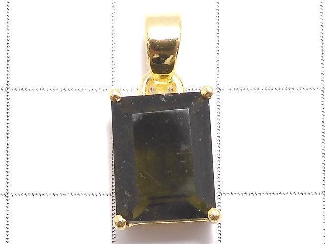 [Video][One of a kind] Moldavite AAA Faceted Pendant 18KGP NO.98