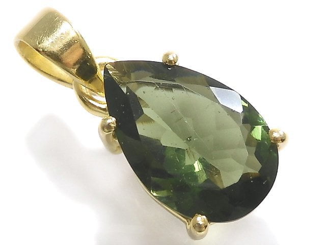 [Video][One of a kind] Moldavite AAA Faceted Pendant 18KGP NO.99