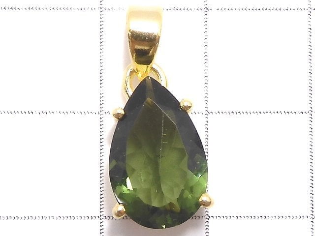 [Video][One of a kind] Moldavite AAA Faceted Pendant 18KGP NO.99