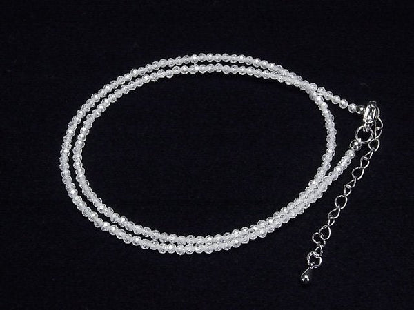 [Video]High Quality! White color Cubic Zirconia AAA Faceted Round 2mm Necklace