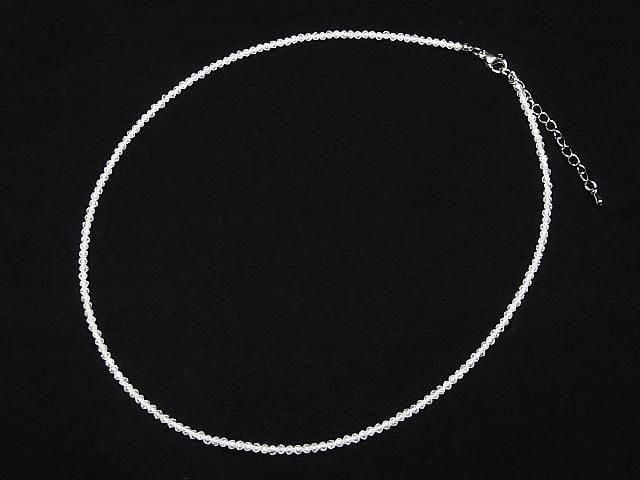 [Video] High Quality! White Cubic Zirconia AAA Faceted Round 2mm Necklace