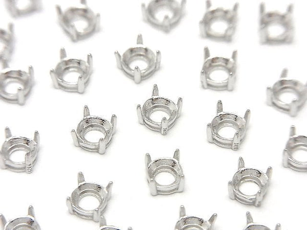 [Video]Silver925 Frame Round Faceted 4mm [No Ring] Rhodium Plated 1pc