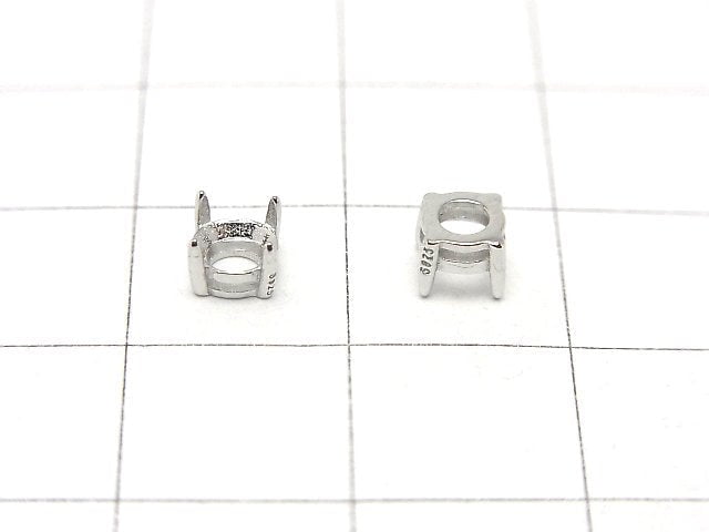 [Video]Silver925 Frame Round Faceted 4mm [No Ring] Rhodium Plated 1pc