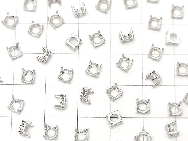 [Video]Silver925 Frame Round Faceted 4mm [No Ring] Rhodium Plated 1pc