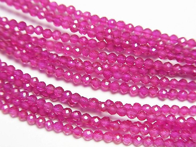 [Video]High Quality! Synthetic Ruby AAA Faceted Round 2mm Necklace