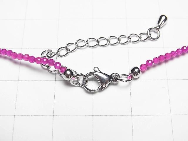 [Video] High Quality! Synthetic Ruby AAA Faceted Round 2mm Necklace