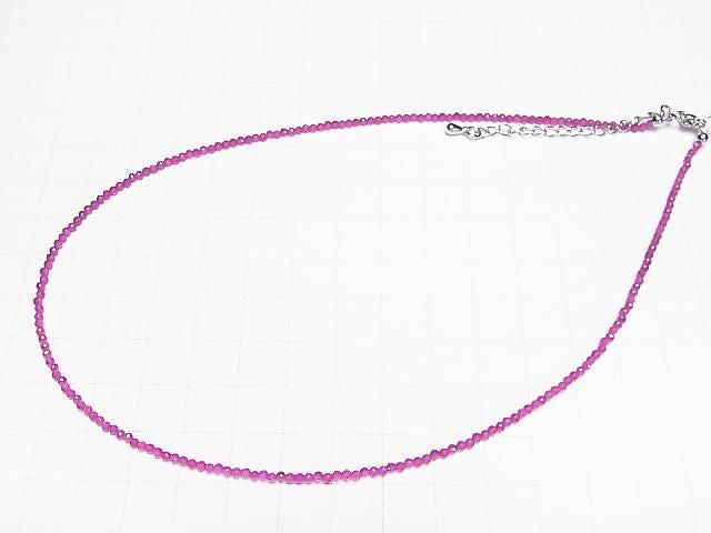 [Video] High Quality! Synthetic Ruby AAA Faceted Round 2mm Necklace