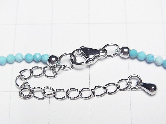 [Video] High Quality! Magnesite Turquoise Faceted Round 2mm Necklace