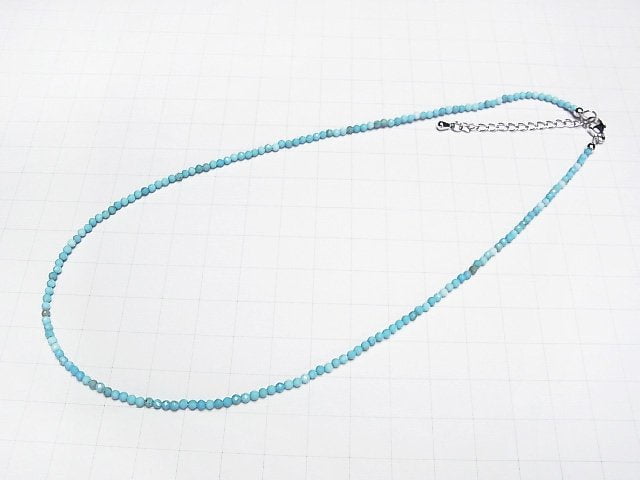 [Video] High Quality! Magnesite Turquoise Faceted Round 2mm Necklace