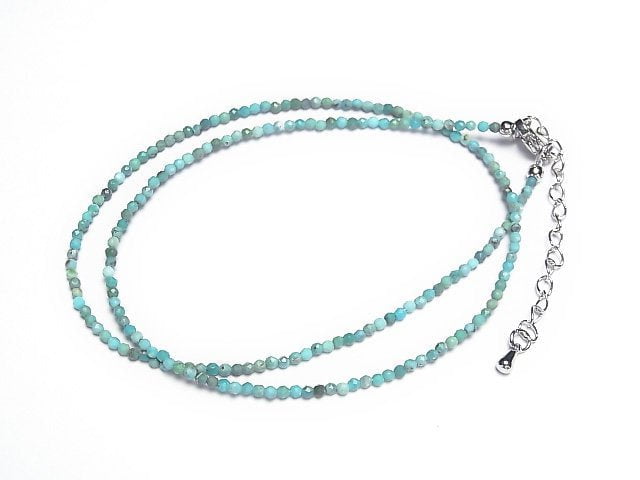 [Video]High Quality! Turquoise AA+ Faceted Round 2mm Necklace