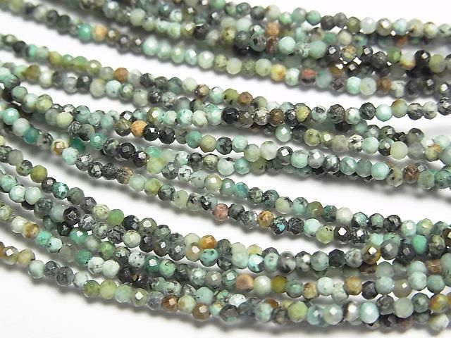 [Video] High Quality! African Turquoise Faceted Round 2mm Necklace