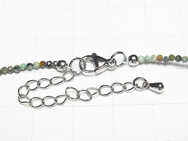 [Video] High Quality! African Turquoise Faceted Round 2mm Necklace