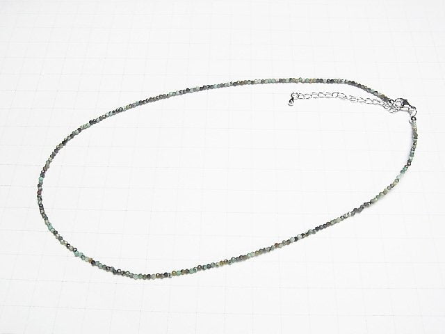 [Video]High Quality! African Turquoise Faceted Round 2mm Necklace