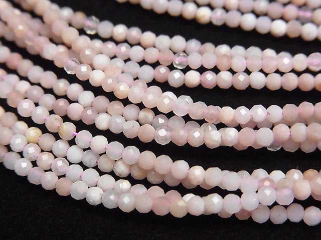 [Video]High Quality! Pink Opal AA+ Faceted Round 2mm Necklace