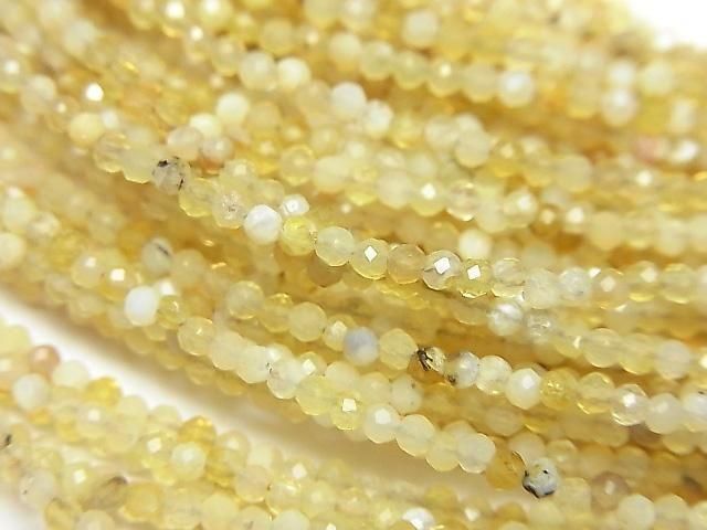 [Video] High Quality! Yellow Opal AA+ Faceted Round 2mm Necklace