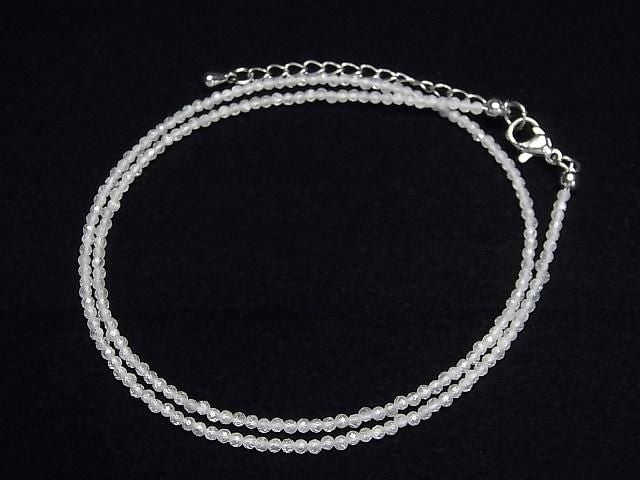 [Video] High Quality! Natural White Zircon AA++ Faceted Round 2mm Necklace