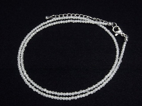 [Video]High Quality! Natural White Zircon AA++ Faceted Round 2mm Necklace