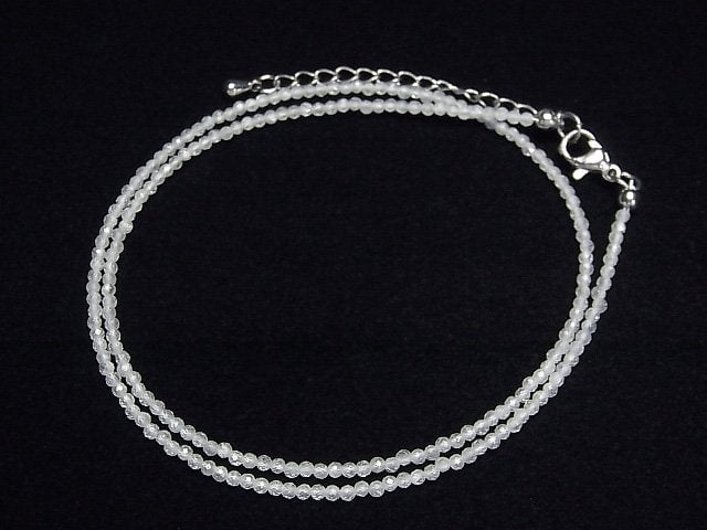 [Video]High Quality! Natural White Zircon AA++ Faceted Round 2mm Necklace