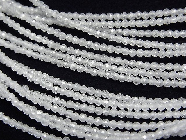 [Video]High Quality! Natural White Zircon AA++ Faceted Round 2mm Necklace