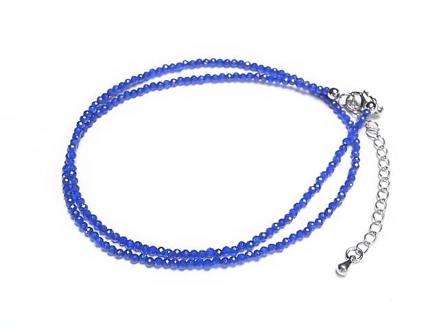 [Video] High Quality! Synthetic Sapphire AAA Faceted Round 2mm Necklace