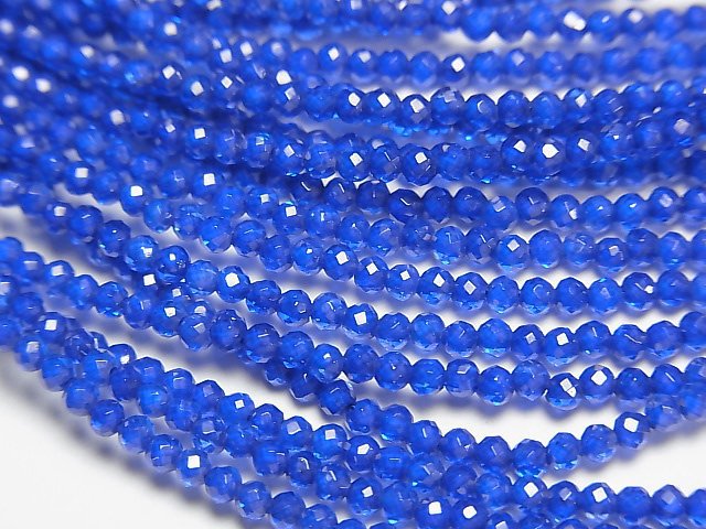 [Video]High Quality! Synthetic Sapphire AAA Faceted Round 2mm Necklace