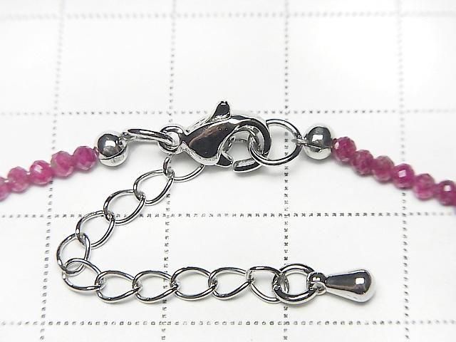 [Video] High Quality! Ruby AA+ Faceted Round 2mm Necklace