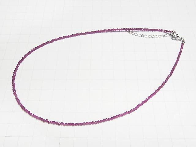 [Video] High Quality! Ruby AA+ Faceted Round 2mm Necklace