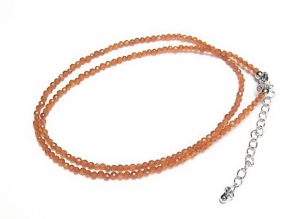 [Video]High Quality! Carnelian AA++ Faceted Round 2mm Necklace