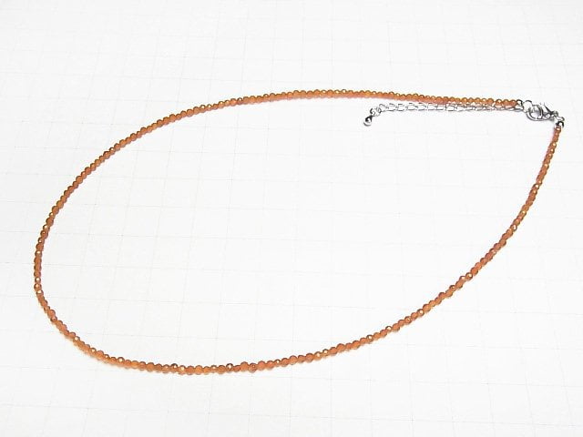 [Video]High Quality! Carnelian AA++ Faceted Round 2mm Necklace